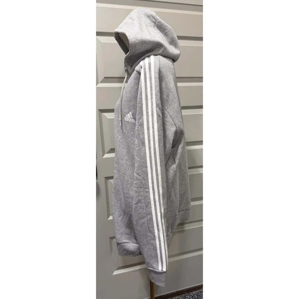 Adidas‎ Mens Track Jacket Hoodie Full Zip Gray White Stripes LT